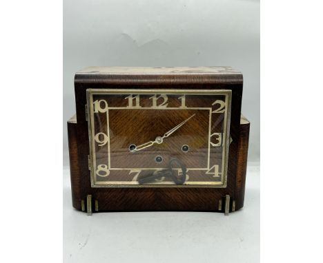 Art Deco style wooden mantle clock 