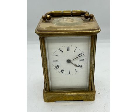 A brass carriage clock 