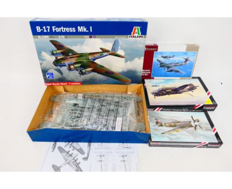 Italeri - Special Hobby - Four boxed 1:72 scale plastic military aircraft model kits. Lot consists of Italeri #1304 B-17 Fort