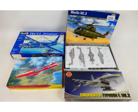 Italeri - Airfix - Revell - Xtrakit - Four boxed 1:72 scale plastic military aircraft model kits. Lot consists of Italeri #13