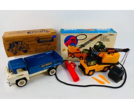Traing - Hercules - A boxed vintage Triang Hi-Way series pressed steel truck, together with a boxed plastic Hercules Power Cr