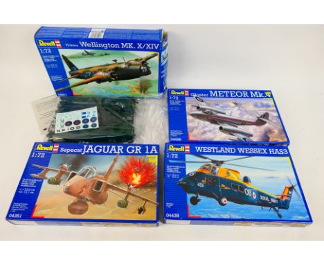 Revell - Four boxed 1:72 scale military aircraft plastic model kits from Revell. Lot consists of Revell #04601 Wellington Mk.