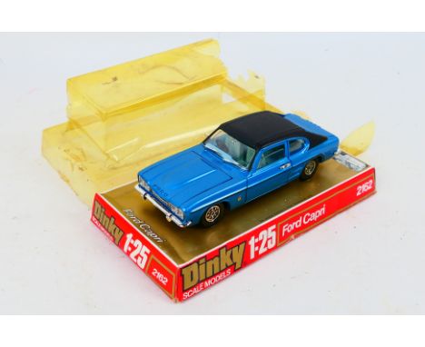 Dinky Toys - A boxed 1:25 scale Dinky Toys #2162 Ford Capri. The model in blue, with black roof and blue interior, with chrom
