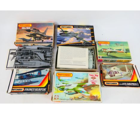 Matchbox - Six boxed 1:72 scale plastic military aircraft model kits from Matchbox. Lot includes Matchbox PK-122 F-16A/B; #40