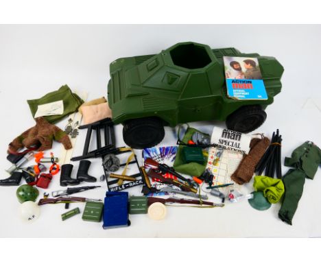 Palitoy - Action Man - An unboxed Action Man Armoured car by Irwin with a quantity of vintage Action Man Accessories, which i