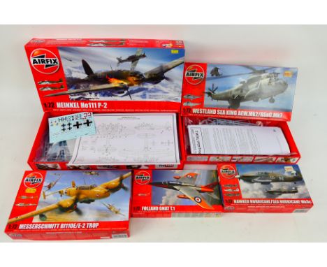 Airfix - Six boxed 1:72 scale plastic military aircraft model kits from Airfix. Lot includes Airfix A06014 Heinkel He111 P-2;