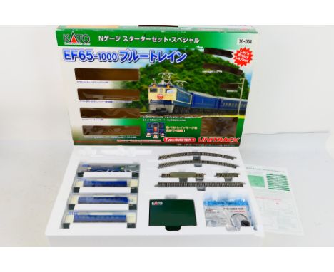 Kato - A boxed Kato 10-004 EF-65-1000 N gauge train set. The trains set with EF65-1000 locomotive and three passenger coaches