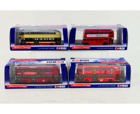 Corgi - 4 x limited edition Routemaster and New Routemaster models in 1:76 scale including Mama Mia livery # OM46316A, Arriva