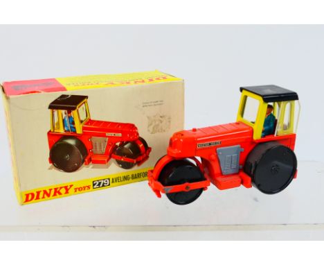Dinky Toys - A boxed Dinky Toys #279 Aveling Barford Diesel Roller. The model with orange body, yellow cab, black roof with b