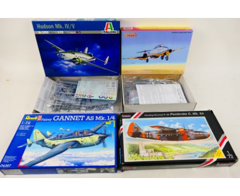 Italeri - Special Hobby - Xtrakit - Revell - Four boxed 1:72 scale plastic military aircraft model kits. Lot consists of Spec