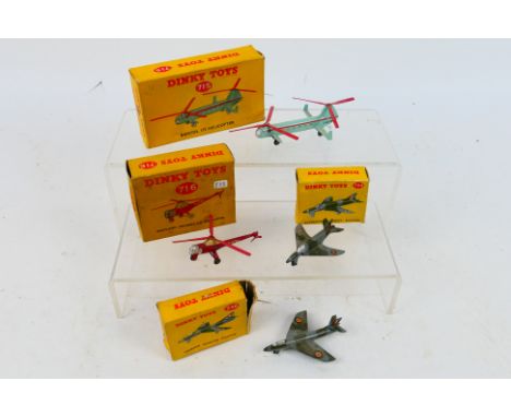 Dinky Toys - Four boxed Dinky Toys diecast model aircraft. Lot consists of Dinky Toys # 715 Bristol 173 Helicopter; #716 West