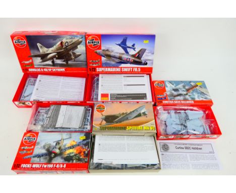 Airfix -Five boxed 1:72 scale plastic military aircraft model kits from Airfix. Lot includes Airfix A03029 Douglas A-4B/4P Sk