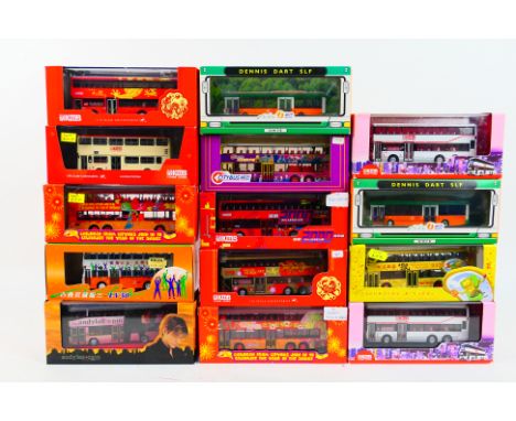 Corgi - Drumwell - Gilbow - 14 x limited edition bus models in 1:76 scale including Dennis Dart SLF in New World First Bus li