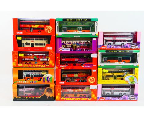 Corgi - Drumwell - Gilbow - 14 x limited edition bus models in 1:76 scale including Dennis Dart SLF in New World First Bus li