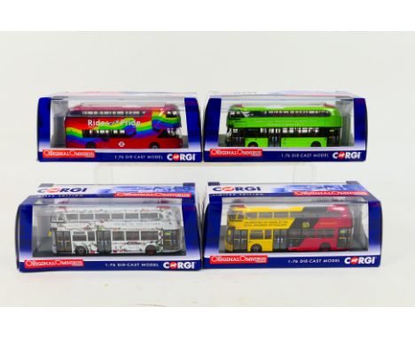 Corgi - 4 x limited edition Wrightbus New Routemaster models in 1:76 scale including Stagecoach Ride With Pride livery # OM46