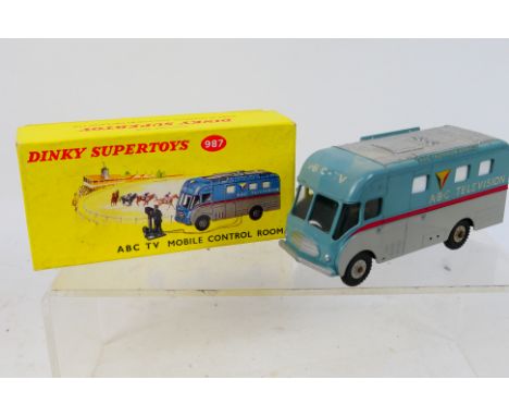 Dinky Toys - A boxed Dinky Toys #987 ABC TV Mobile Control Room. The model in light blue and grey with a silver roof, is miss