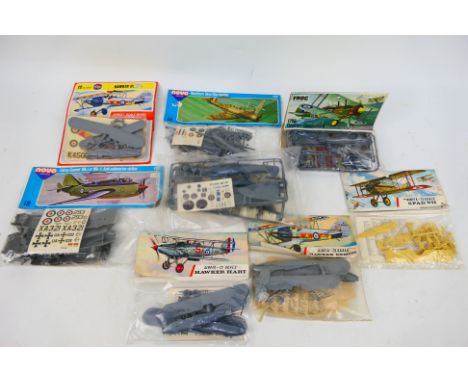 Airfix - Novo - Frog - Eight vintage bagged / carded 1:72 scale plastic military aircraft model kits. Lot includes Airfix #13