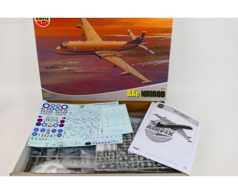 Airfix - A boxed 1:72 scale Airfix A12050 1:72 scale BAe Nimrod plastic military aircraft model kit. The kit appears to be in