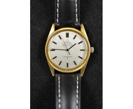 A gentleman's 18ct gold Omega Chronometer Constellation wristwatch, silvered dial with baton numerals, automatic movement, on