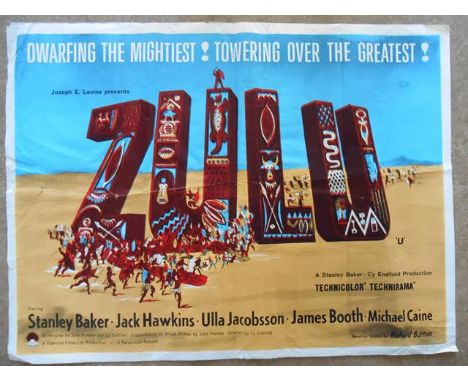 A 1964 original British quad poster of the film entitled 'Zulu' - 30x40", foldedCONDITION REPORTfolded - two very slight tear