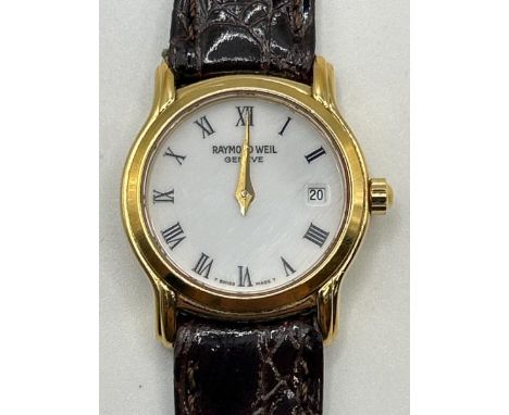 Raymond Weil Toccata 5369  Ladies Gold Plated Quartz Watch With White Circular Dial &amp; Leather Strap. Appears Not To Be Ru