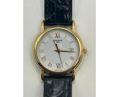 Tissot Le Locle 6617330 Ladies Quartz Watch With 18Ct Gold fully stamped hallmarked circular Dial &amp; Black Leather Strap. 