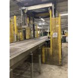 ITW stretch wrapper with 20 ft infeed pallet conveyor and 10 ft discharge conveyor , model