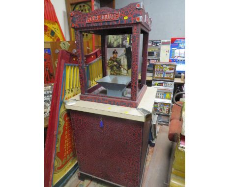 A VINTAGE FOUR SQUARE FLOOR STANDING GAME A/F, painted wood construction with formica mid shelf, overall H 167 cm 