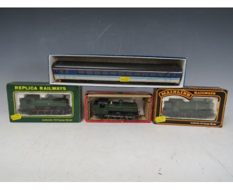 FOUR 00 GAUGE SCALE TRAINS, to include Dapol diesel railcar Regional Railways, boxed Mainline 5764 GWR Pannier tank green, bo