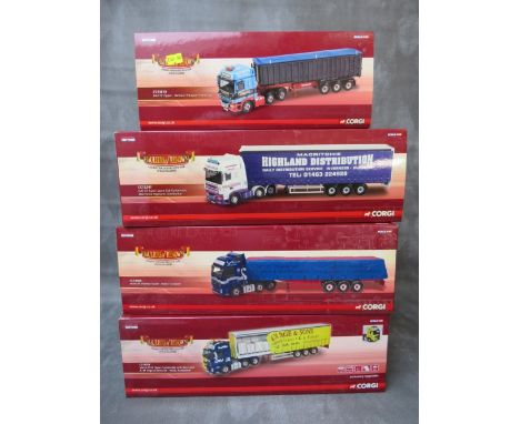 FOUR BOXED CORGI 1:50 SCALE HAULIERS OF REKNOWN ARTICULATED LORRIES AND TRAILERS, to include DAF Highland Distributions CC132