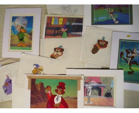 A GROUP OF ANIMATION CELLS, to include Bugs Bunny, Daffy Duck, Cat R Waul, Dopey etc., some mounted examples (Qty) 
