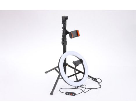 A Ring Light &amp; Stand, with built-in remote, USB powered, working at time of auction,