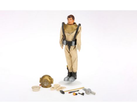 Action Man Deep Sea Diver with a few accessories, missing hands, no idea if accessories are relevant to figure,