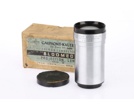 A Gaumont-Kalee Series K Cinema Projection Lens serial no.2533, f/1.9 4¾in.121mm lens, chrome, made by A. Kershaw &amp; Sons 