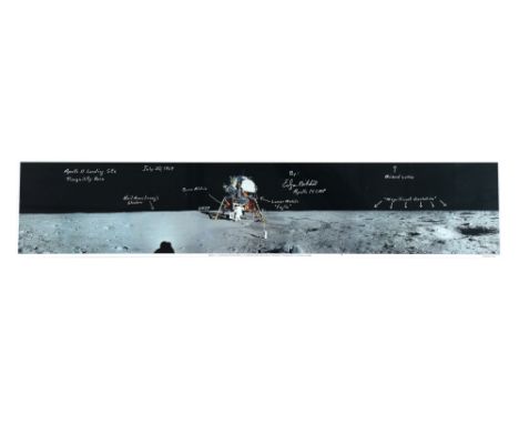 Edgar Mitchell Signed and Annotated Apollo 11 Panoramic Lunar Surface Photograph A high-quality professional photograph measu