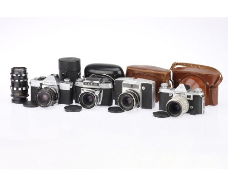 A Selection of German 35mm SLR Cameras, to include a Praktica LTL, body G-VG, shutter working, with a Meyer-Optik Orestegon f