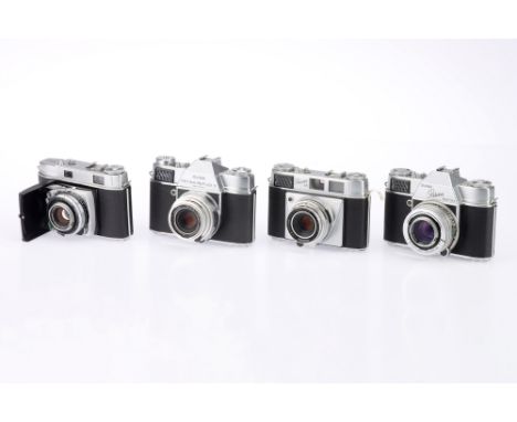 Four Kodak Retina Series 35mm Cameras, to include a Kodak Retina IIc, body G-VG, shutter working, RF patch bright &amp; clear