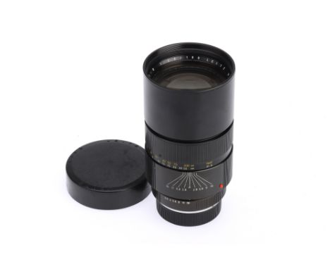 A Leitz Elmarit-R f/2.8 180mm Camera Lens, black, serial no. 2248636, body G-VG, optics G, some internal haze present, with f