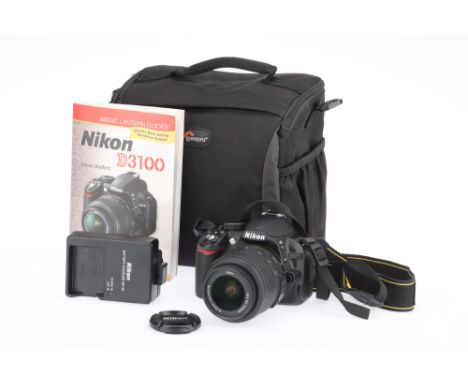 A Nikon D3100 DSLR Camera black, 2010, serial no.1413233, with an AF-S DX Nikkor f/3.5-5.6G VR 18-55mm lens, body VG, lens VG