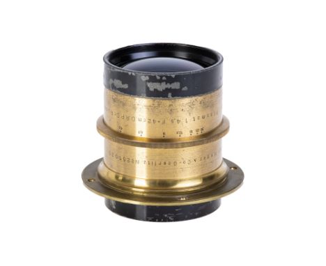 A Hugo Meyer &amp; Co. Doppel-Plasmat f/4.5 420mm Lens, black/brass, serial no. 251020, body, G, elements, VG, some light int