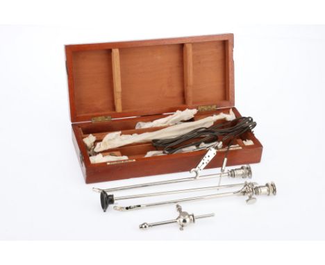 A Cystoscope Set - From the Down Brothers Museum English, c.1910, with ivorine plaque the case for 'GENITO-URINARY MFG. CO. L