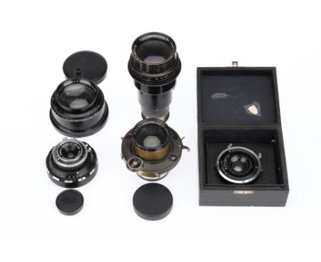 A Mixed Selection of Camera Lenses, to include a Schneider-Kreuznach Angulon f/6.8 65mm lens, shutter working, optics G-VG, t