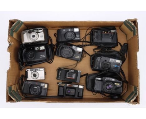 A Selection of Pentax and Ricoh Compact Film Cameras Pentax items include Espio 115, Zoom 105-R, Zoom 70-R, Espio 120Mi and R