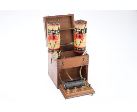Electro Medical Shock Machine, Englis, c.1902, ivorine (early celluloid) plaque to the front for 'MOXON BROS Electrical Contr