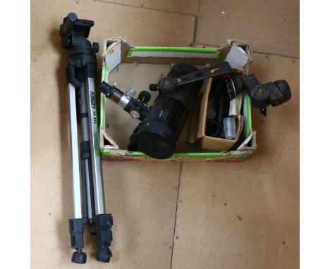 A Tasco telescope, with tripod and accessories 