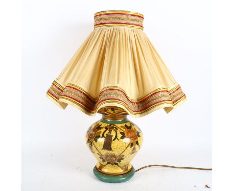 IDA BELLINI - A hand painted ceramic vase lamp and shade, overall height 60cm