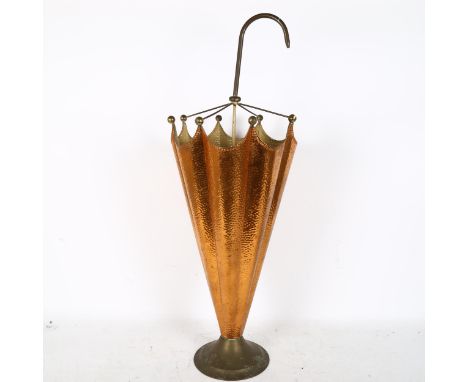 A novelty copper umbrella stick stand, height 74cm 