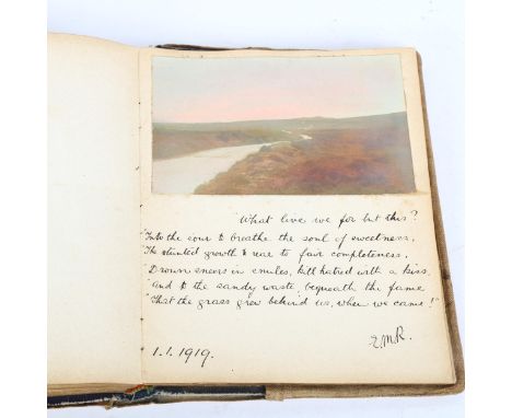 A late 19th/early 20th century sketch and notebook, with various hand paintings and drawings, mostly dated circa 1900, with h