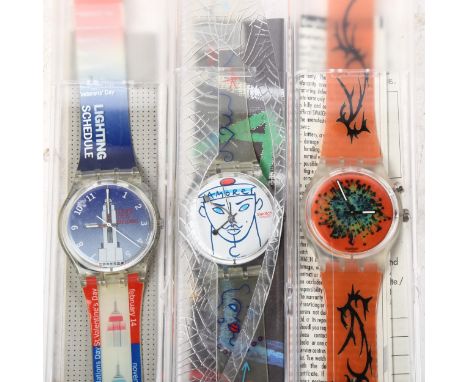 3 various Swatch quartz wristwatches, including a limited edition Flowers by Lindsay Kemp, a gent's Anemone watch and Empire 