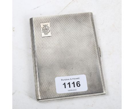An early 20th century engine turned silver cigarette case, 5.1oz 